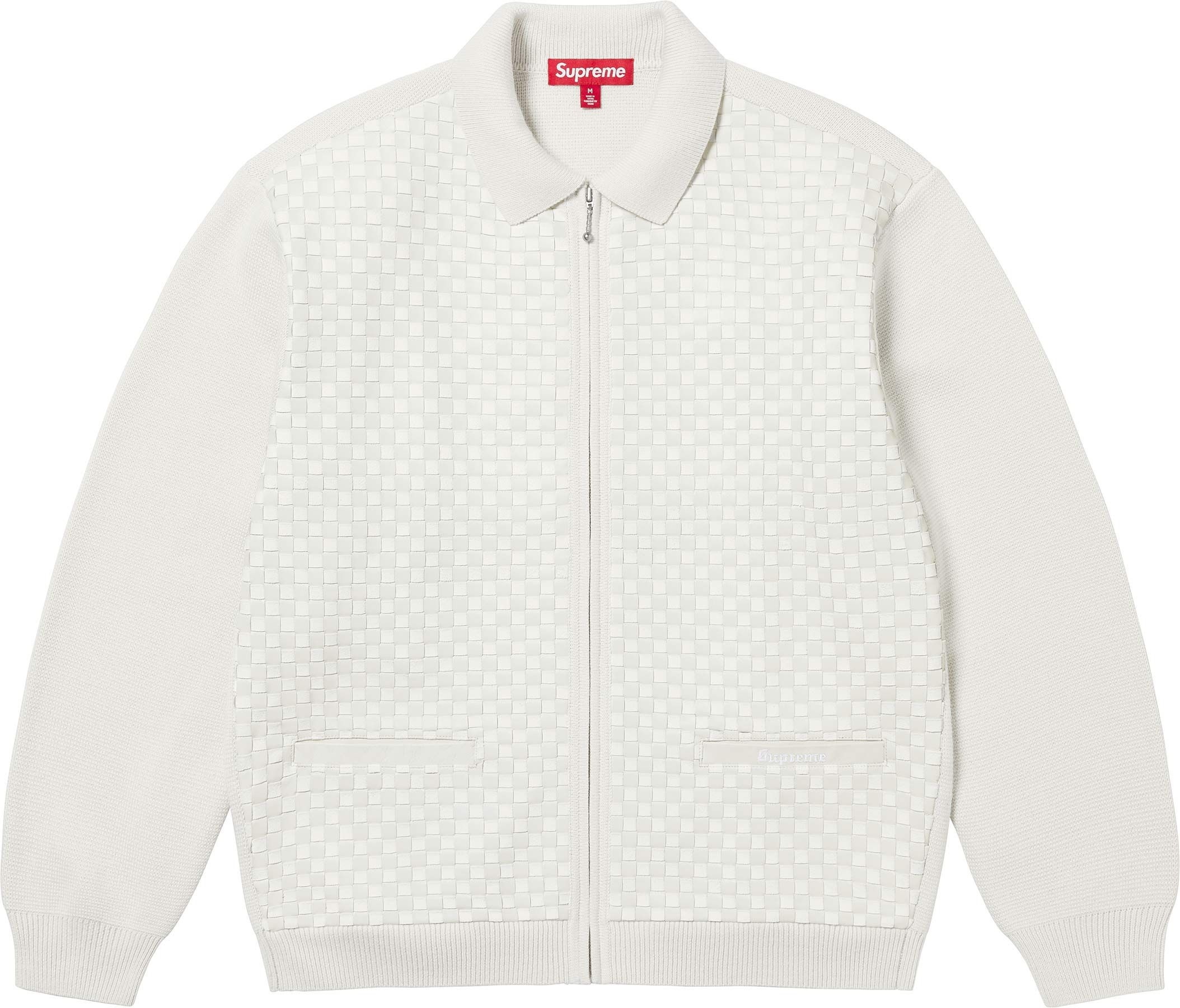 Woven Leather Zip Up Cardigan view 4